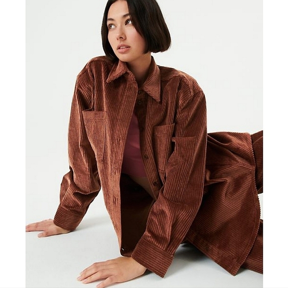 Aritzia Sunday Best Tilly Shirt Jacket Size 1 Brown Corduroy Oversized Shacket - Picture 2 of 14